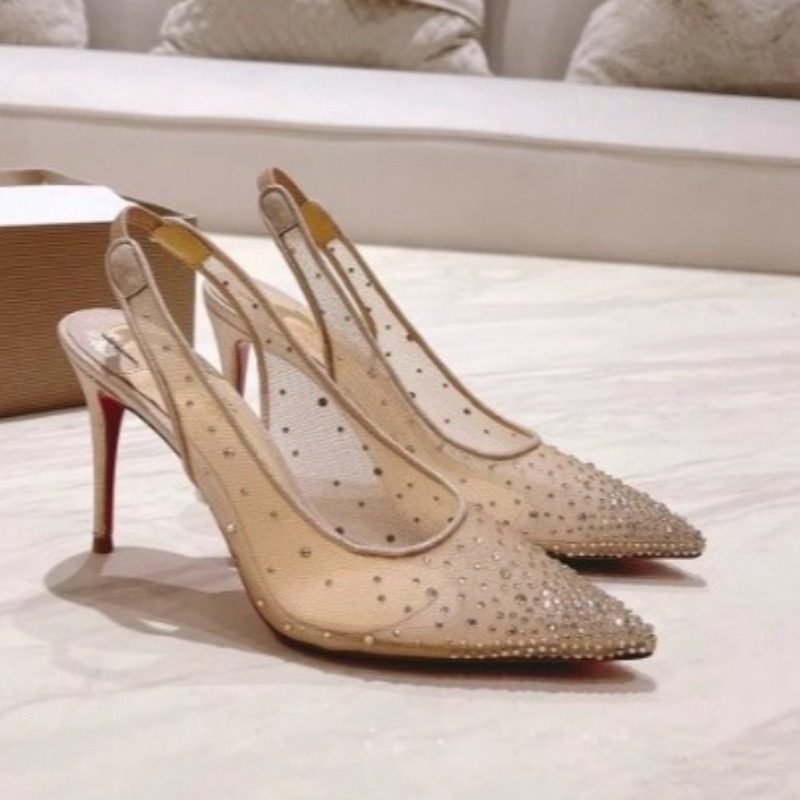 Wedding Super - Mesh Rhinestone Rear Empty Stiletto Women's