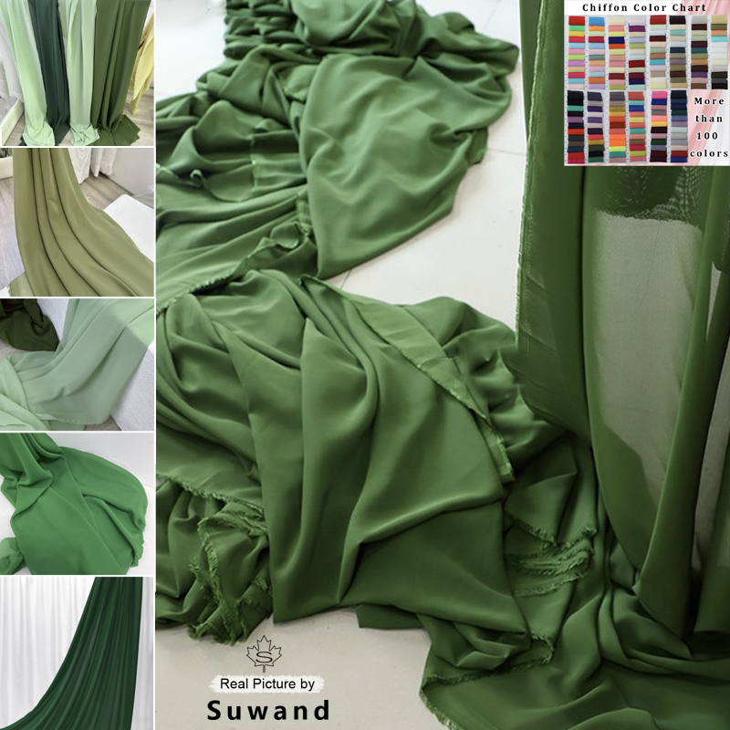 Wedding Backdrop Curtain - Olive Green Chiffon Fabric Bridal Wedding
