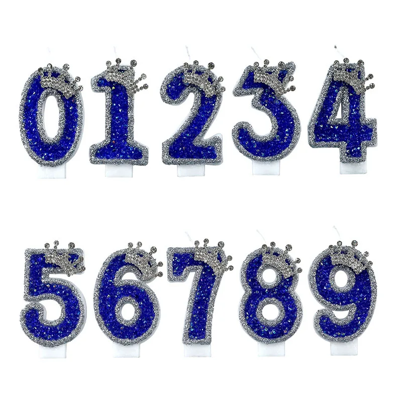 Unity Candle Set - Blue Crown Birthday Candle 0-9 Numbers