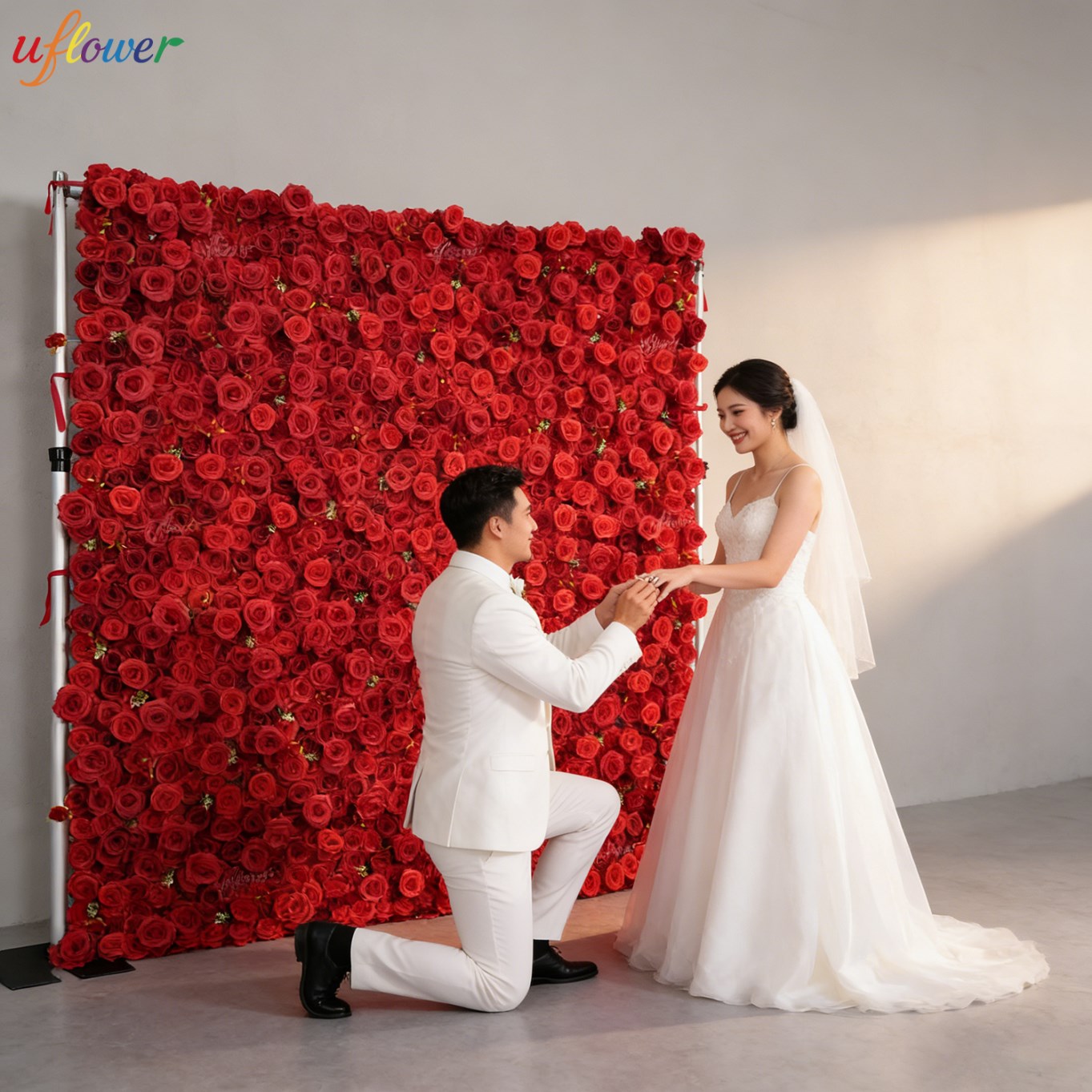Uflower Red Rose Artificial Fl - Wedding Backdrop Curtain review and price