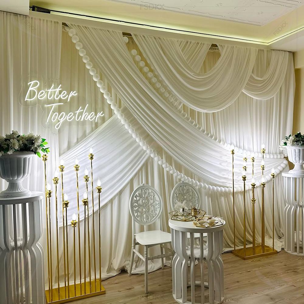 FSDKX Cheap White Ice Silk Clo - Wedding Backdrop Curtain review and price