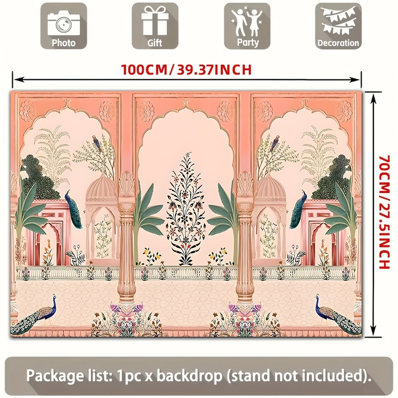 Ornate Mughal Floral Peacock B - Wedding Backdrop Curtain review and price
