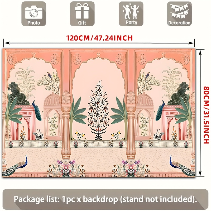 Ornate Mughal Floral Peacock B - Wedding Backdrop Curtain review and price