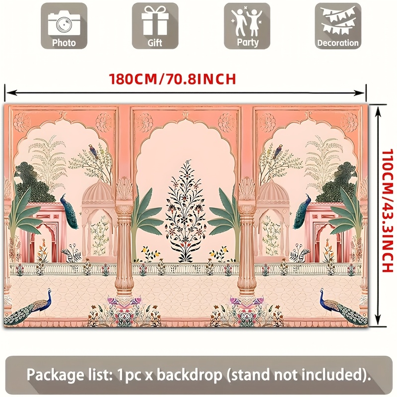 Ornate Mughal Floral Peacock B - Wedding Backdrop Curtain review and price