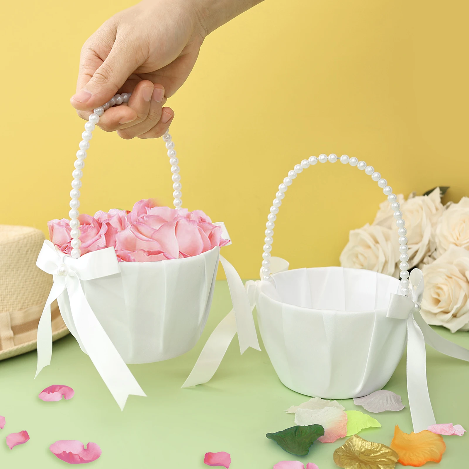 2Pcs Wedding Flower Girl Baske - Wedding Ceremony Supply review and price