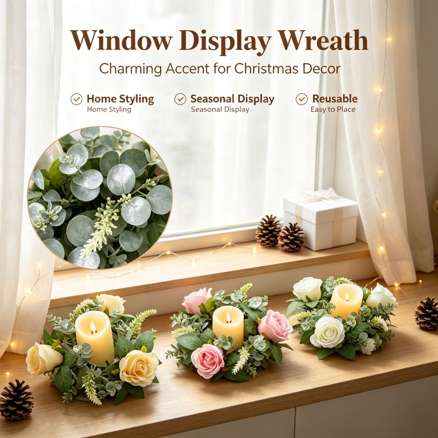 Artificial Rose Wreath Shaped  - Unity Candle Set review and price